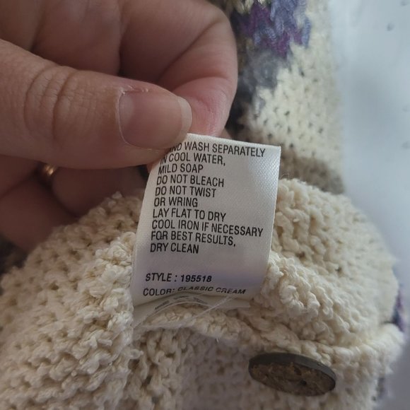 Northern Isles Floral Leaf Button Down Silk Linen Mohair Cardigan Sweater Small - Picture 10 of 11